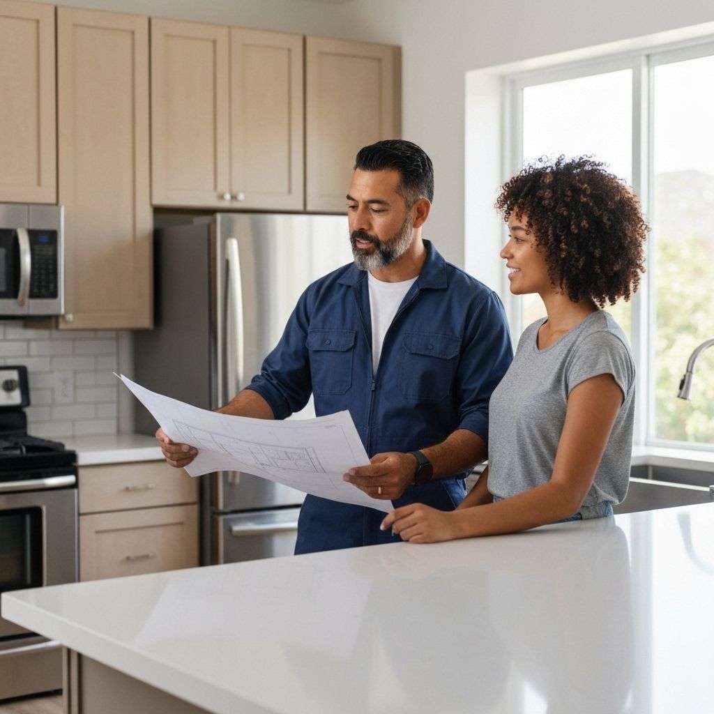 Professional contractor discussing renovation plans with homeowner